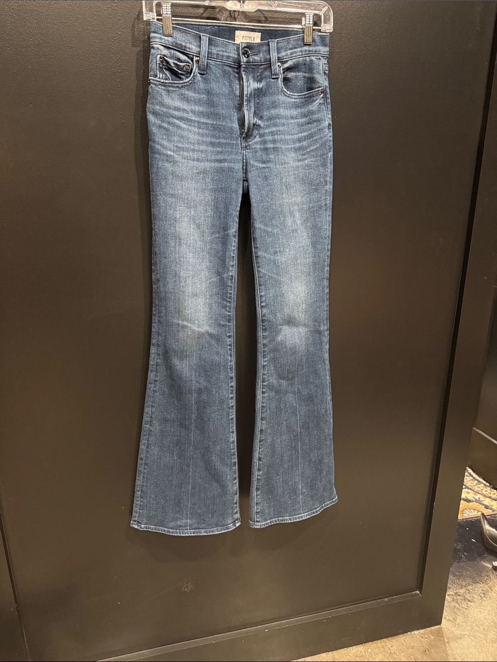 pistola Medium Blue High-Rise Flare Jeans
